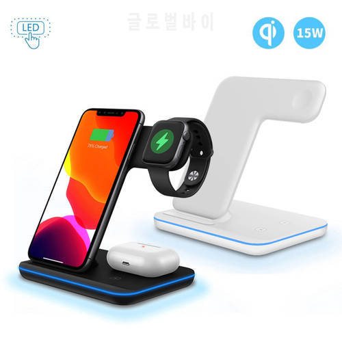 3 in 1 15W Wireless Fast Charger For Apple Watch iPhone Air Pod Mobile Phone Fast Charging Dock Station For iPhone