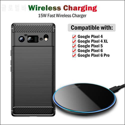 15W Fast Qi Wireless Charger for Google Pixel 7 6 Pro 5 4 XL 4XL Phone Wireless Charging Pad Acrylic Breathing Light Gift Case