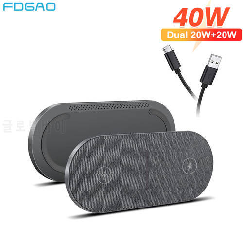 40W Fast Dual 2 in 1 Wireless Charger Pad for Airpods 3 Pro iPhone 8 X XS XR 11 12 13 14 Samsung S22 S21 Induction Charging