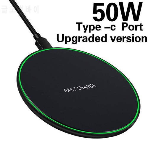 50W Qi Wireless Charger For iPhone 13 12 11 Pro Xs Max Mini X Xr Induction Fast Wireless Charging Pad For Samsung s8 s9 s10 note