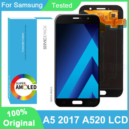 100% Original AMOLED 5.2&39&39 Display For Samsung Galaxy A5 2017 A520 SM-520F Full LCD Touch Screen Digitizer Assembly Repair Parts