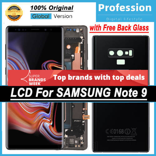 100% Original 6.4&39&39 Display with frame for Samsung Galaxy Note 9 Note9 N960F LCD Touch Screen Repair Parts + Back Glass