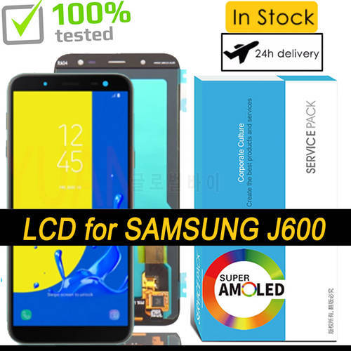 100% Original 5.6&39&39 Super AMOLED LCD For Samsung Galaxy J6 2018 J600F J600 Display With Touch Screen Assembly Replacement Parts