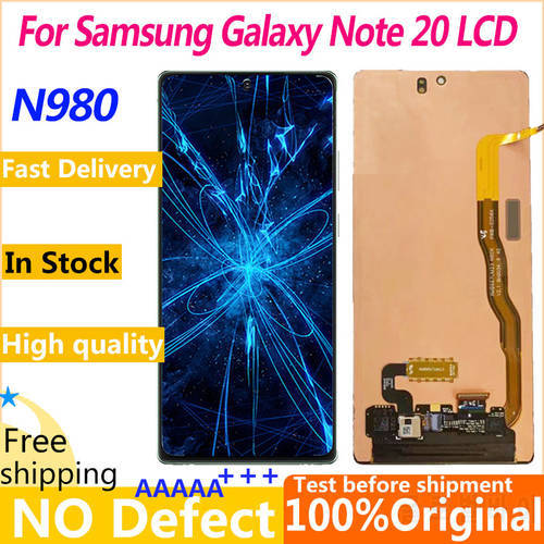 100% Original Amoled Display Note 20 For Samsung Galaxy Note20 N980 N980F LCD with Touch Screen Digitizer replacement Frame