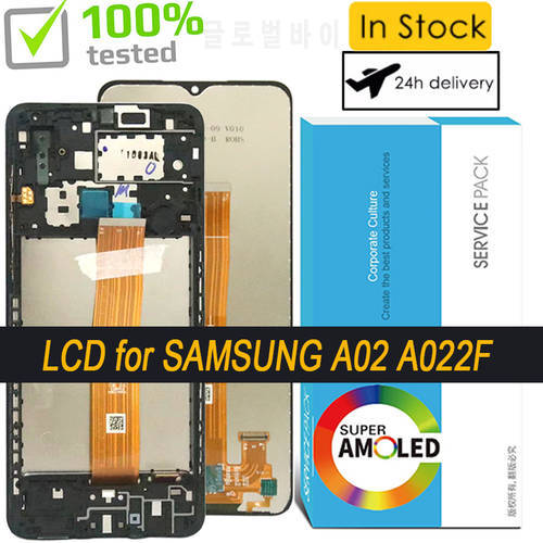 100% Original For Samsung Galaxy A02 LCD Display SM-A022F/DS Touch Screen For Samsung SM-A022F LCD SM-A022M Replacement Parts