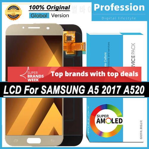 100% Original 5.2&39&39 AMOLED Display for Samsung Galaxy A5 2017 A520 SM-A520F LCD Touch Screen Digitizer Assembly Repair Parts