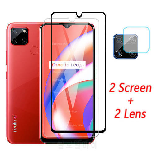 4-in-1 Glass on Realme c12 C11 C15 Tempered Glass For Oppo Realme x3 SuperZoom x50 5G x50m Screen Protector Camera Lens Film