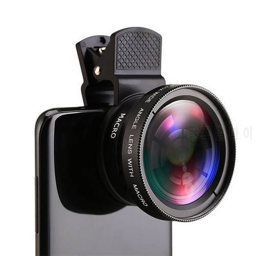 Aluminum Alloy Universal 0.45X 49UV Super Wide Angle Camera Lens Accessories Macro HD Lens 2 In 1 Mobile Phone Lens with Clip
