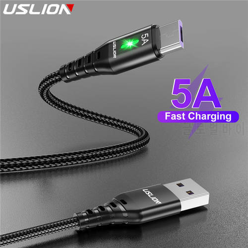USLION Micro USB Cable 5A LED Fast Charging Micro Data Cord For Huawei Samsung Xiaomi Android Mobile Phone Accessories Microusb