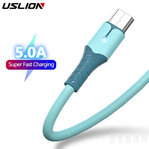 USLION USB Type C Cable 5A Fast Charging USB C Cable For Huawei Xiaomi Data Cord Charger Micro Cable For Xiaomi Samsung 1/2M