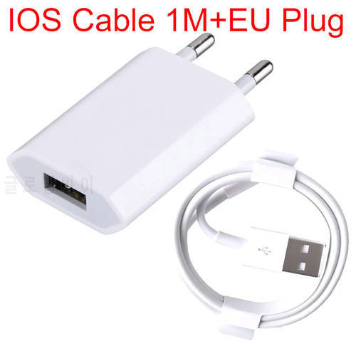 1m 2m USB Charging Cable EU Plug USB Charger for iPhone 6 6S 7 8 Plus X XR XS 11 Pro Max 5S SE Phone Wall Charger Data Cable