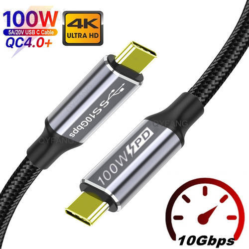 USB3.1 Gen2 4K Vidio Cable Type C 5A PD 100W Fast Data Cable 10Gbps Type-C Quick USB 3.2 Cable For Samsung S21 Macbook Pro