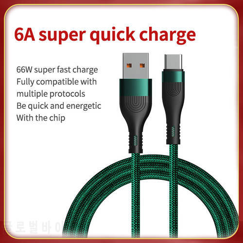 Tutew 6A USB Type C Cable For Huawei P30 P40 Pro 66W Fast Charging Wire USB-C Charger Data Cord For Samsung S21 ultra S20