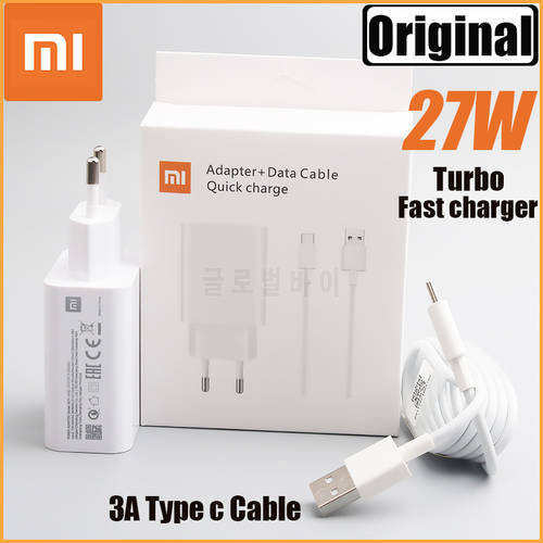 Original Xiaomi Charger 27W EU Fast Charge Adapter 3A Type C Cable For Mi 9 8 SE 9T pro Redmi Note 7 K20 Pro