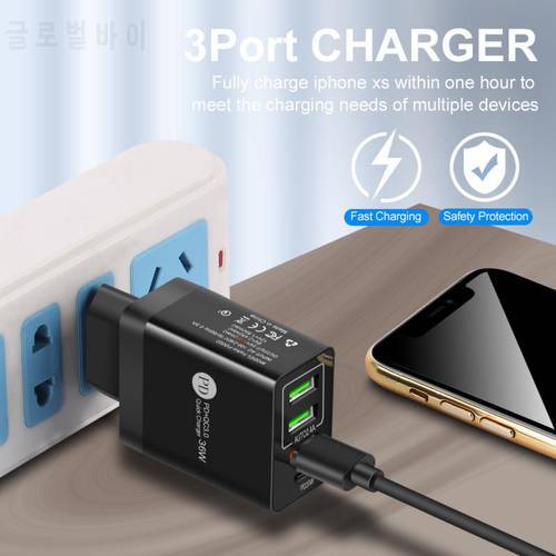 Quick Charge 20W QC3.0 USB Charger Wall Travel Mobile Phone Adapter Fast Charger USB Charger For IPhone Xiaomi Huawei Samsung