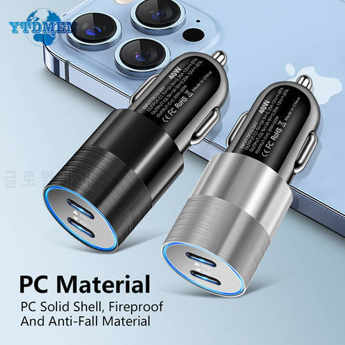 Car Charger For Cigarette Lighter PD Type C Fast Charging 5V3A Dual USB Mobile Phone Power Adapter For Iphone 13 Pro Max Samsung