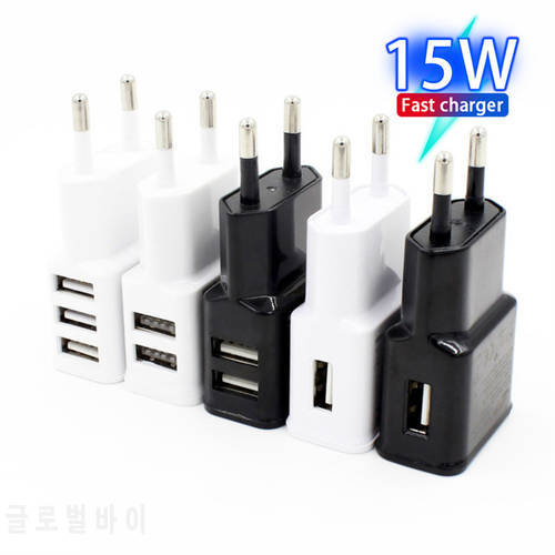 EU/US plug 5V 3A 15W Three USB Universal Mobile Phone Chargers Travel Power Charger Adapter Plug Charger for iPhone for Android