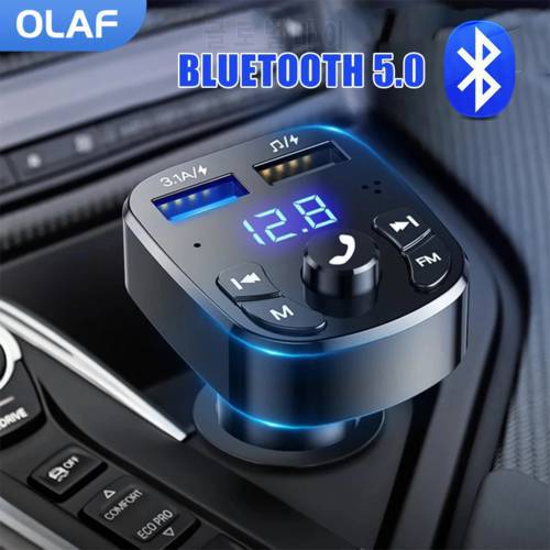Car Charger Dual USB Bluetooth 5.0 FM Transmitter Wireless Handsfree Audio Receiver MP3 Player Adapter 3.1A Fast Charger