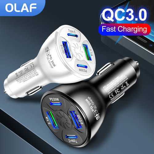 Olaf USB C Car Charger QC 3.0 Type PD 20W Fast Charging Car Phone Charger For iPhone 12 13 Pro Xiaomi Huawei Samsung USB Charger