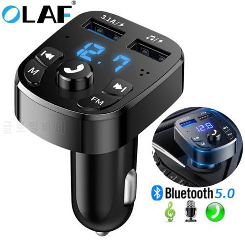 Olaf Car Fast Charger FM Transmitter Bluetooth 5.0 Handsfree Wireless Car Dual USB Car Charger Auto Radio Modulator MP3 Adapter