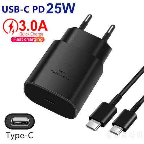 25W PD Adapter For Samsung S21 Note 20 A53 Super Fast Charger Type C To USB C Cable For POCO M4 Pro Motorola G51 5G Xiaomi 11T