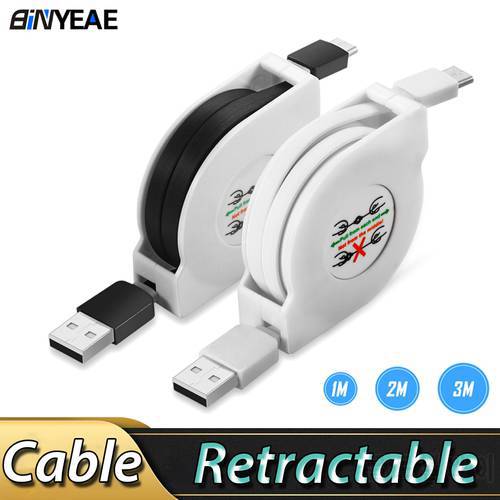 USB Type C Retractable Cable For Samsung Galaxy Note 10 Lite A51 A71 Xiaomi Redmi Note 8 Pro 8a Fast Charging Cable 1/2/3 Meter