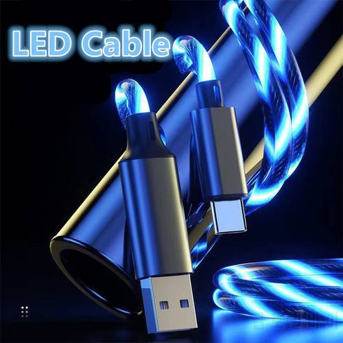 Glowing Cable Mobile Phone Charging Cables LED light Micro USB Type C Charger For Samsung Xiaomi iPhone 13 12 Charge Wire Cord