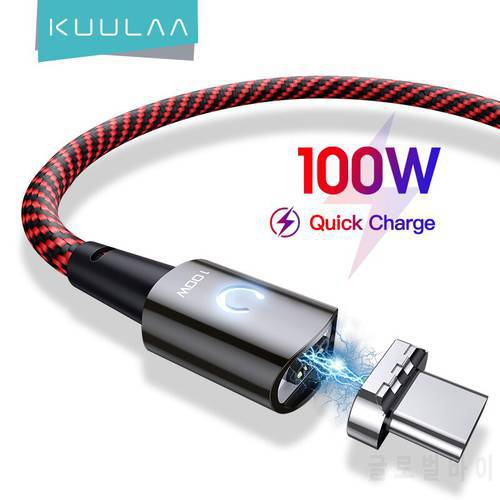 KUULAA Magnetic Cable 100W USB Type C Cable for MacBook Samsung S21 Xiaomi POCO X3 M3 Quick Charge QC4.0 Magnetic Charger Cable