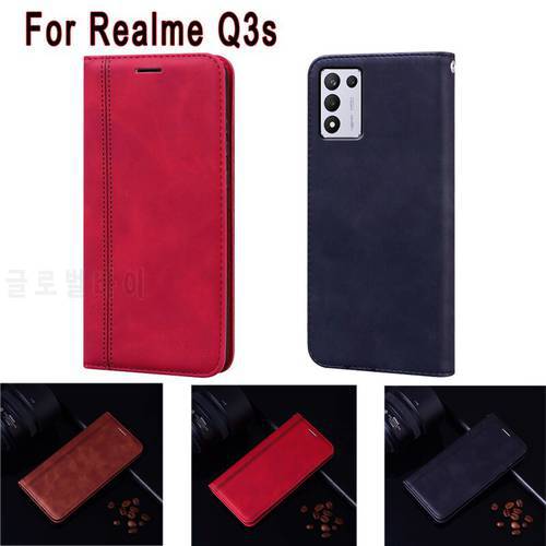 Phone Cover For Realme Q3s Case RMX3463 RMX3462 Magnetic Card Protective Book For Realme Q 3s Case Wallet Leather Etui Hoesje
