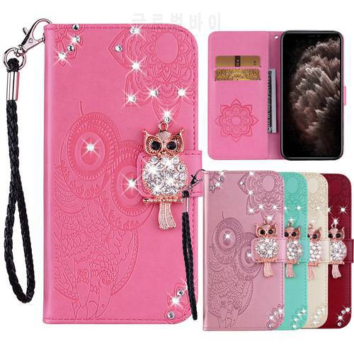 Glitter Leather Wallet Case For iPhone 14 13 12 11 Pro 3D Owl Flip Bling Cover For iPhone 12Mini XS Max XR X 8 7 6 5 SE2020 Capa