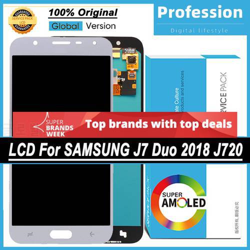 100% Original 5.5&39&39 Display for Samsung Galaxy J7 Duo 2018 J720 J720F LCD Touch Screen Digitizer Repair Parts + Service Pack