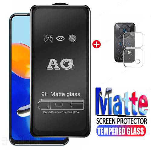 2 in 1 Matte Tempered Glass For Xiaomi Redmi Note 11 Full Glue Screen Protector for Redmi Note 11 Pro Plus 11S 5G Glass Not Film