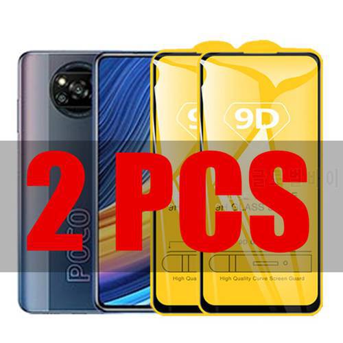 2Pcs 9D Glass For Xiaomi Poco X3 Pro Protective Glass on the For Xiaomi Poco X3 PRO NFC Pocophone X3pro Screen Protector Film