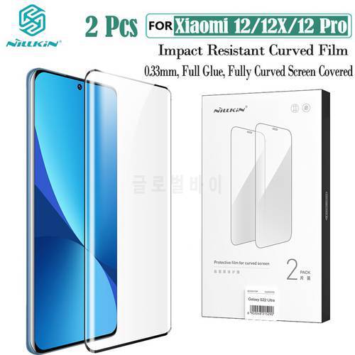 2 Pcs For Xiaomi Mi 12 Pro Screen Protector For Curved Screens Nillkin Impact Resistant Curved Soft Film For Xiaomi Mi 12 / 12X
