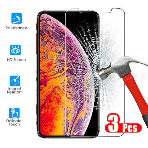 3Pcs Protective Glass For iphone X Xs Max Xr 8 7 Plus Screen Protector For aifone X Glas i phone 10 Film aiphone X iphonex Armor