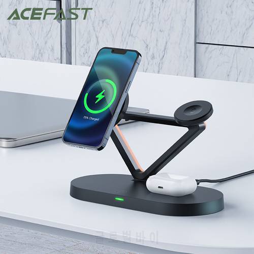 ACEFAST 45W Magnetic Wireless Chargers For iPhone 13 12 11Pro Apple Watch/Airpods Phone Holder 3in1 QI Wireless Charging Station