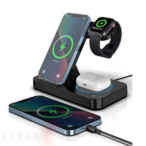 3-in-1 Wireless Charger Stand 15w Fast Charging Dock Station Compatible For Airpods Pro Iphone Samsung Galaxy