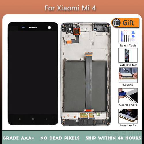 For XIAOMI Mi 4 Original LCD screen assembly With front case Black White With repair tool and Tempered film