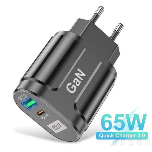 65W GaN Fast Charging PD USB C Charger For Apple iPhone 13 pro 12 11 8 7 ipad EU Power Adapter UK US Plug PD Charge Type C Cable