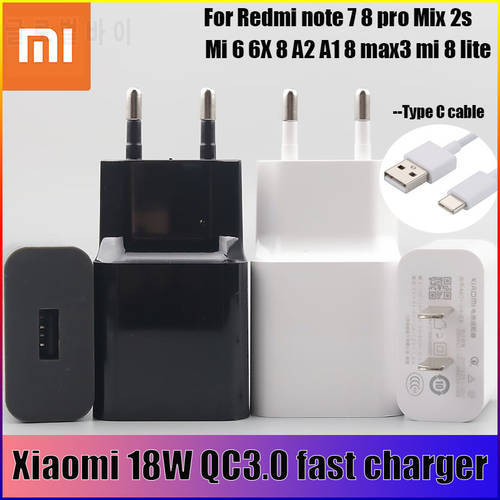 Xiaomi fast charger 18W QC3.0 Power Adapter USB Type C cable For Redmi note 7 8 pro Mix 2s Mi 6 6X 8 A2 A1 8 max3 mi 8 lite
