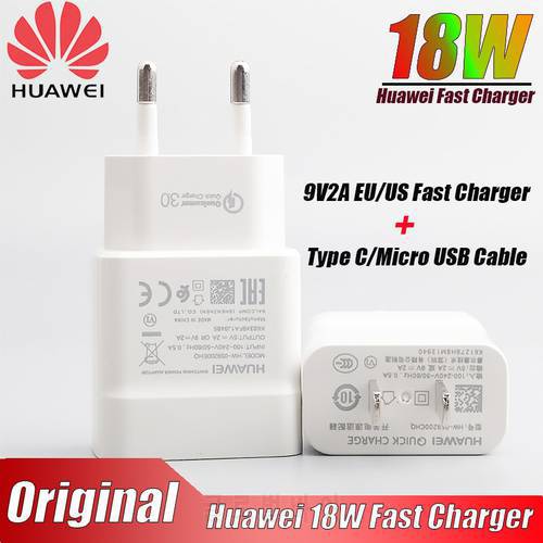 Huawei 9V2A EU/US Fast Charger QC3.0 Quick Fast Charge Adapter Type C/Micro USB Cable For Mate 7 8 10Lite P8 9 10Lite Honor 8