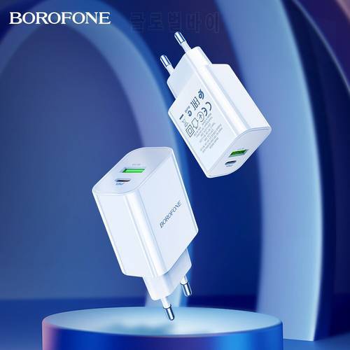 Borofone 20W PD USB Type C charger QC4.0 QC3.0 USB Type C Fast Charger For iPhone 11 12 Pro Max Dual Port Travel Wall Adapter
