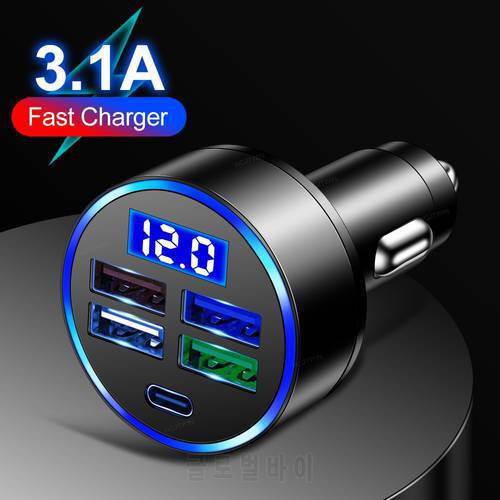 4U USB PD Car Charger Type C 3.1A fast charging For iPhone 13 12 11 Pro Max Xr Huawei P40 Xiaomi Samsung Type C Phone Charger