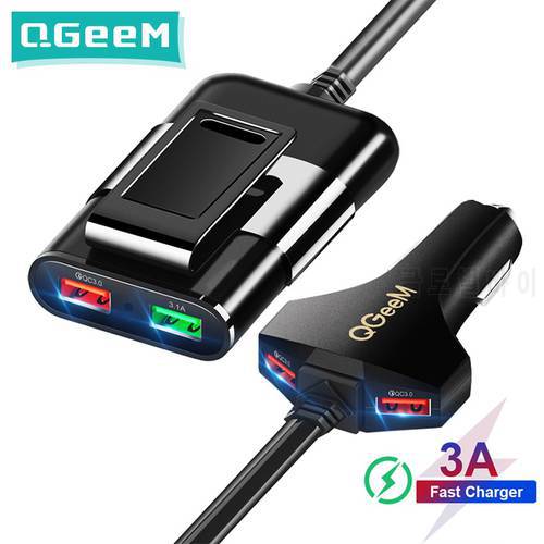 QGEEM 4 USB Car Charger for iPhone Quick Charge 3.0 Car Portable Charger Hammer Front Back QC3.0 Phone Charging Fast Car Charger