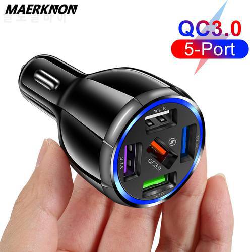 15A 5 Ports USB Car Charge Quick Mini Fast Charging For iPhone 12 Xiaomi Huawei Tablet Mobile Phone Charger Adapter in Car