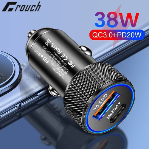 USB Car Charger Fast Charging QC 3.0 38W PD USB C Car Charger Type C For iphone ipad Huawei SCP Cell Mobile Phone Charger In Car