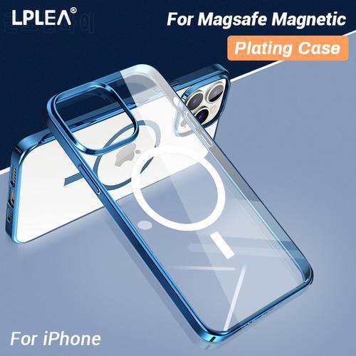 Luxury Color Frame Magnetic Attraction Case For iPhone 13 12 Mini 11 Pro Max X XR 7 8 Plus Plating Transparent Phone Case Cover