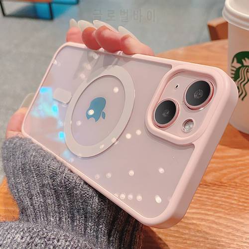 Original for Magsafe Magnetic Wireless Charging Cover for iPhone 13 11 12 Pro XS Max Mini XR X 7 8 Plus SE 2 Acrylic Clear Case