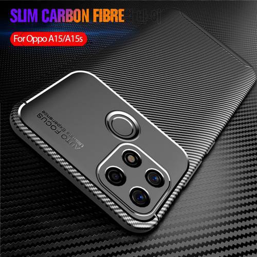 Beetle Matte Phone Case For Oppo A15 Carbon Fiber Soft Cover for Oppo A15 CPH2185 A15s CPH2179 A 15 15s Protective Case