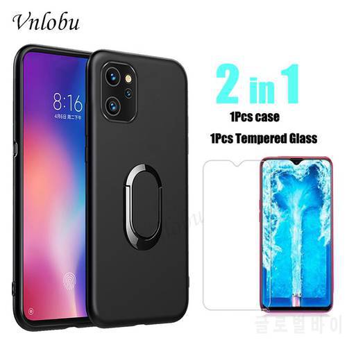For umidigi A13 Pro 4G Phone Case 2 in 1 Soft TPU Magnetic stand holder Tempered Glass Protect Flim Back Cover For umidigi A13S